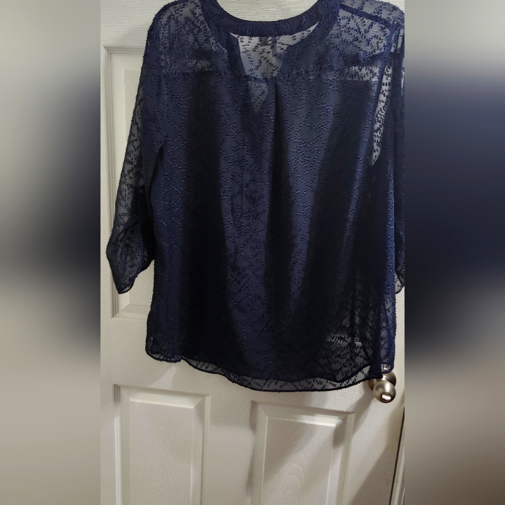 Elegant Navy Lace Women's Top
